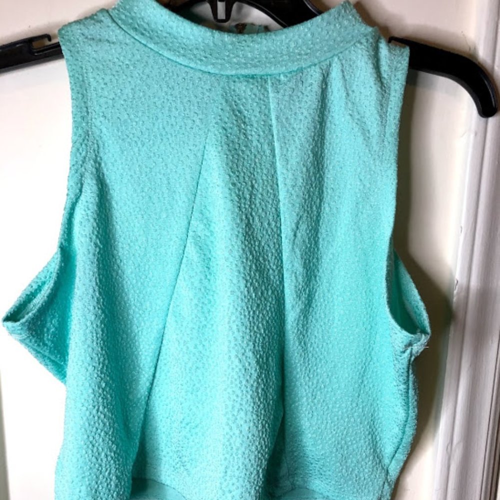 Light Blue Green Crop Top Midi Dress Set